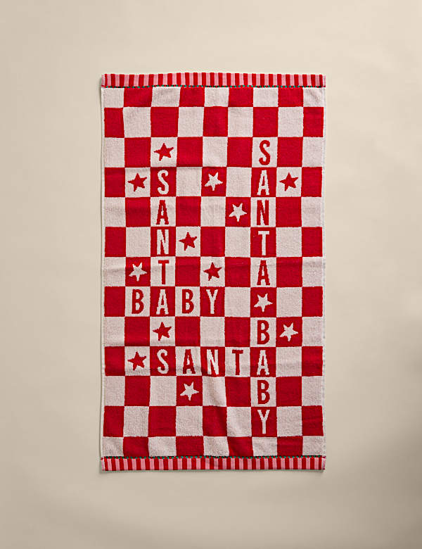 Pack de 2 toallas de mano navideñas 100 % algodón con texto “Santa Baby” - US