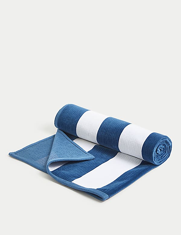 Pure Cotton Striped Sand Resistant Beach Towel - JO