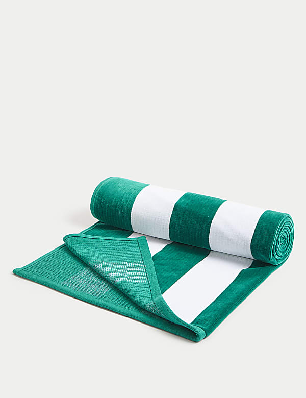 Serviette de plage 100 % coton à rayures, résistante au sable - LU