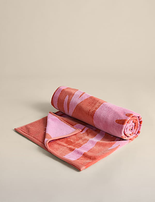 Serviette de plage 100 % coton &agrave; motif palmier - BE