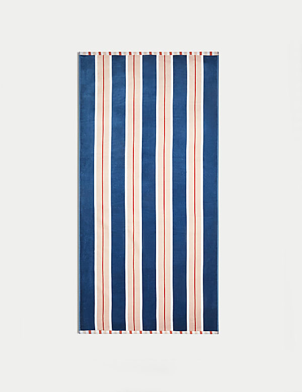 Pure Cotton Striped Sand Resistant Beach Towel - FR