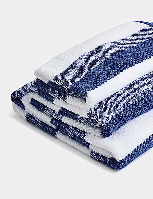 Pure Cotton Striped Textured Towel - DE
