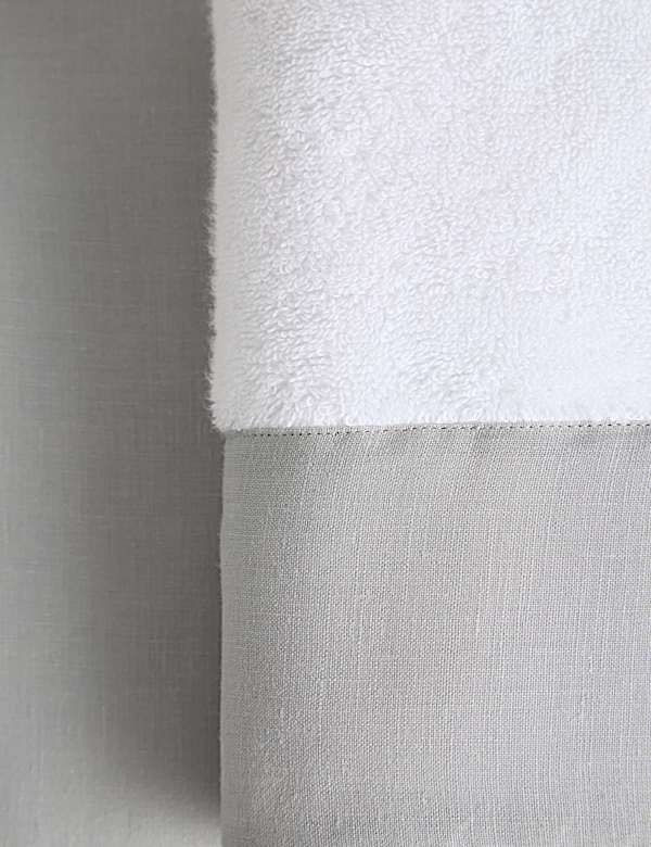 מגבת מפשתן וכותנה טהורה עם שוליים מעוצבים - IL