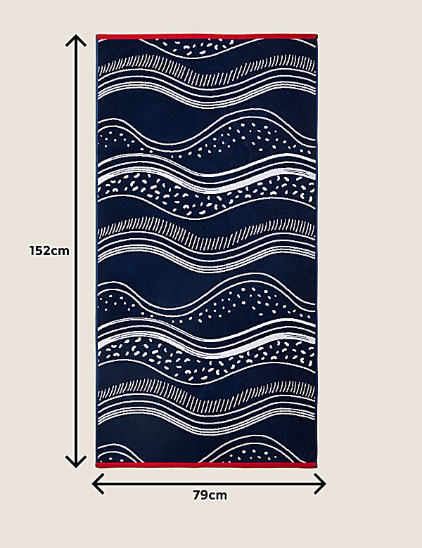 Pure Cotton Coastal Wave Beach Towel
