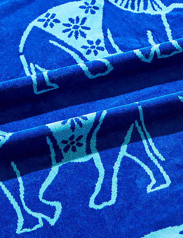 מגבת חוף מכותנה טהורה עם הדפס פיל - IL