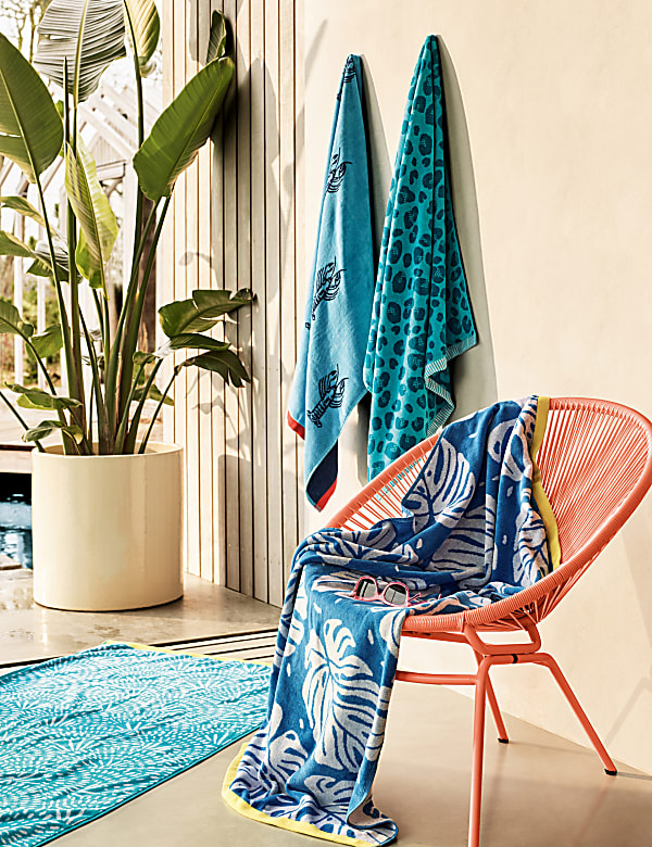 Pure Cotton Tropical Leaf Beach Towel