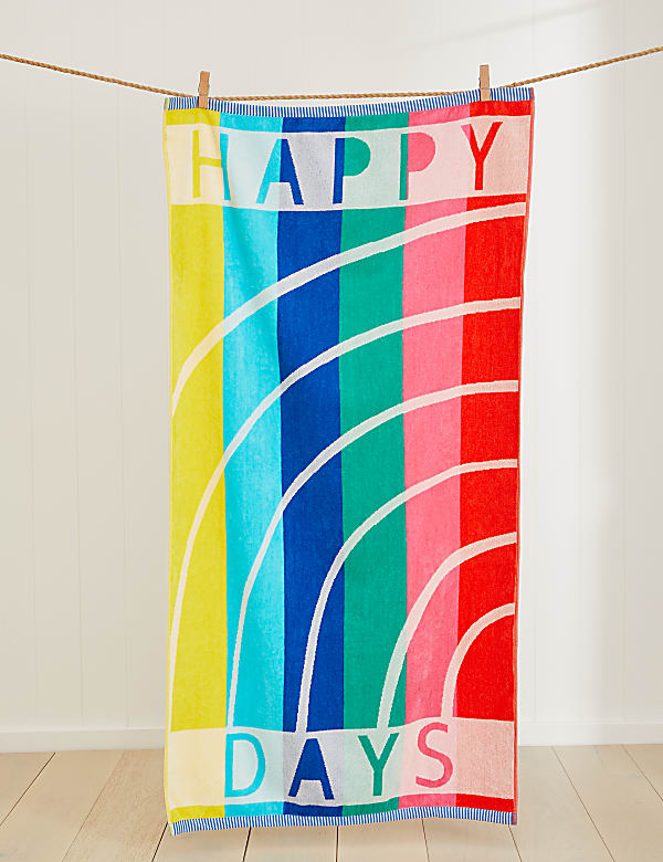 純棉 Happy Days 沙灘巾 - HK