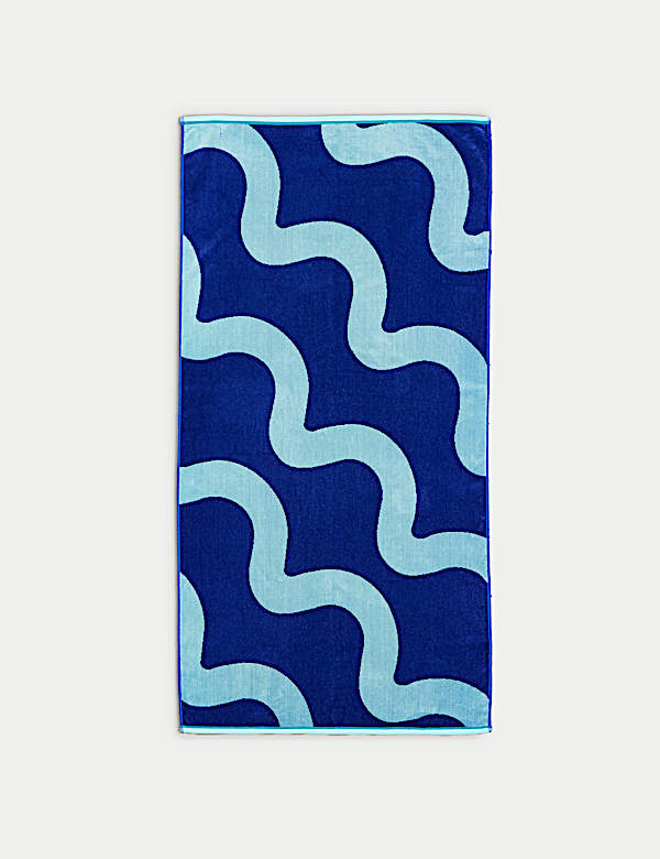 Pure Cotton Waves Beach Towel - GR