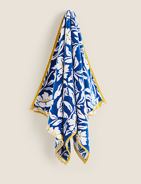 Pure Cotton Velour Floral Towel