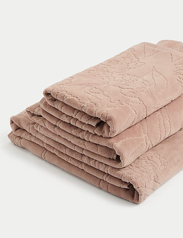 Pure Cotton Linear Floral Towel - GR