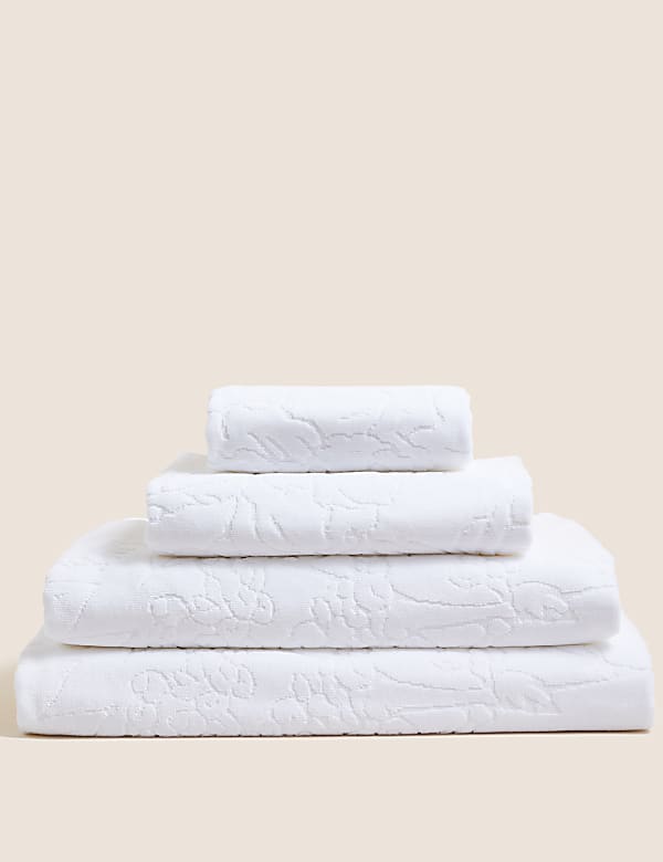 Pure Cotton Linear Floral Towel - HU