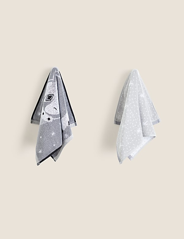 Set van 2 zuiver katoenen gastendoeken met pinguïnmotief - BE