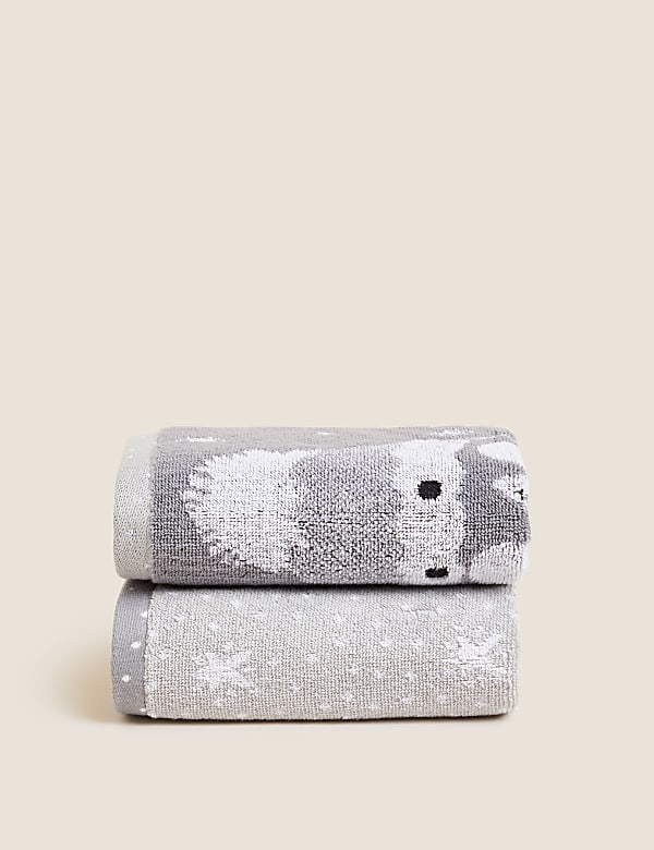 Set van 2 zuiver katoenen gastendoeken met pinguïnmotief - BE