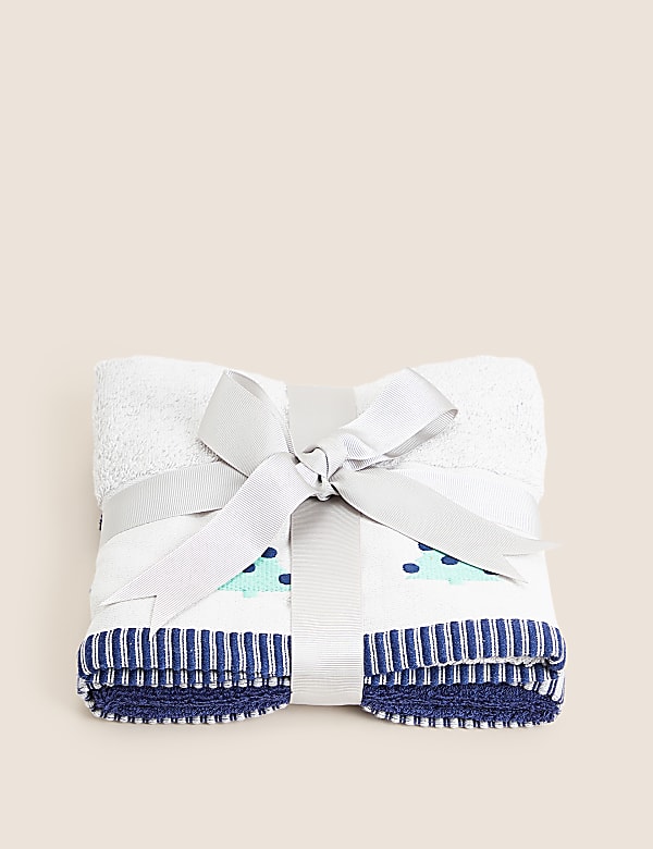 Set of 2 Pure Cotton Christmas Snow Towels - GR