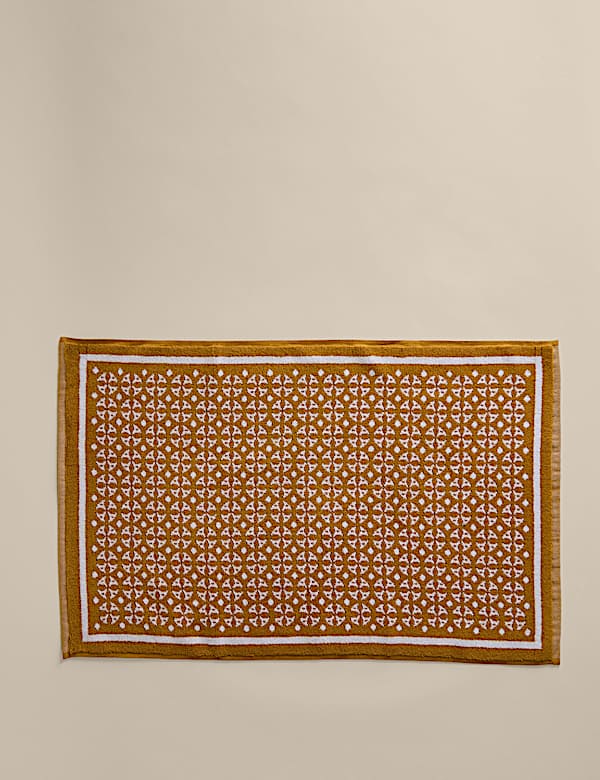 Pure Cotton Geometric Bath Mat - US