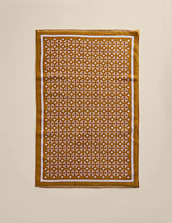 Pure Cotton Geometric Bath Mat - US