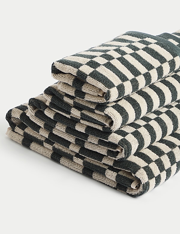 Serviette 100&nbsp;% coton à motif géométrique carreau - LU