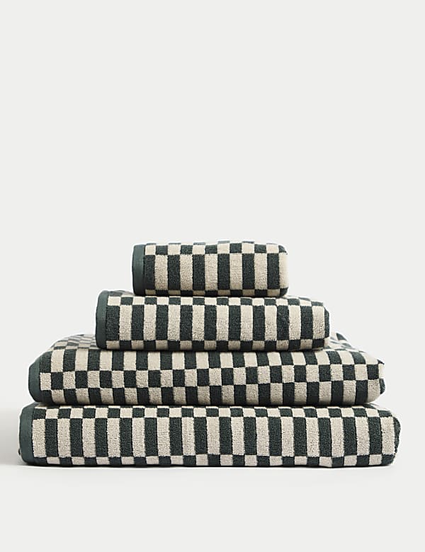 Pure Cotton Geometric Check Towel - SE