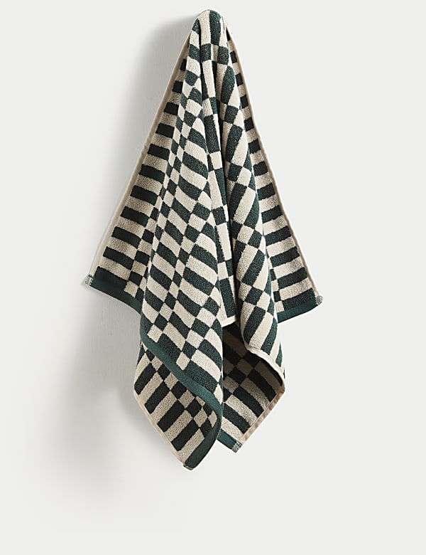 Pure Cotton Geometric Check Towel - SE