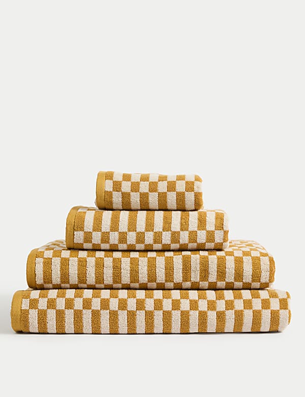 Pure Cotton Geometric Check Towel - IS