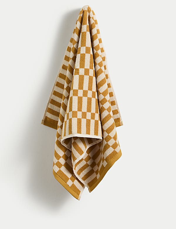 Pure Cotton Geometric Check Towel - IS