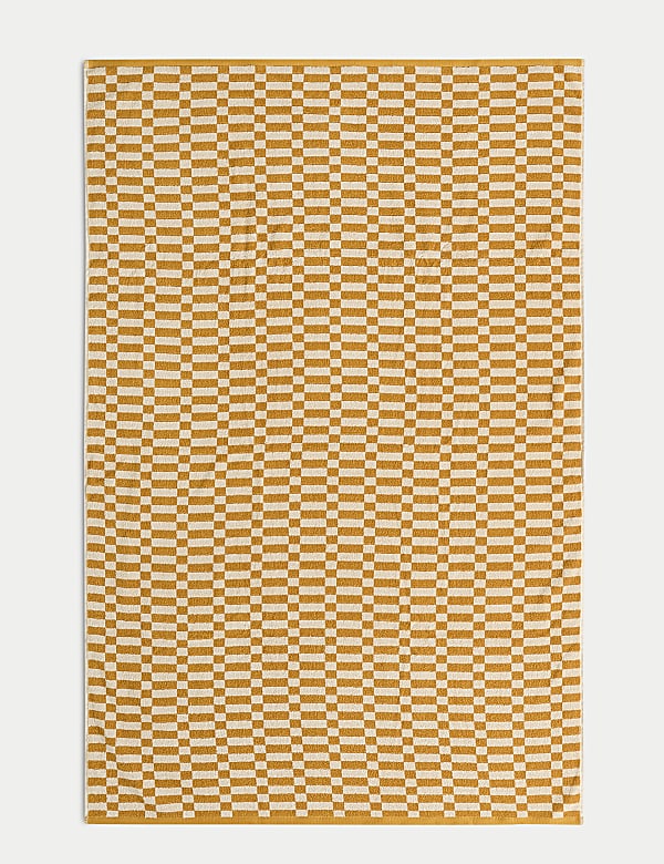 Pure Cotton Geometric Check Towel - IS