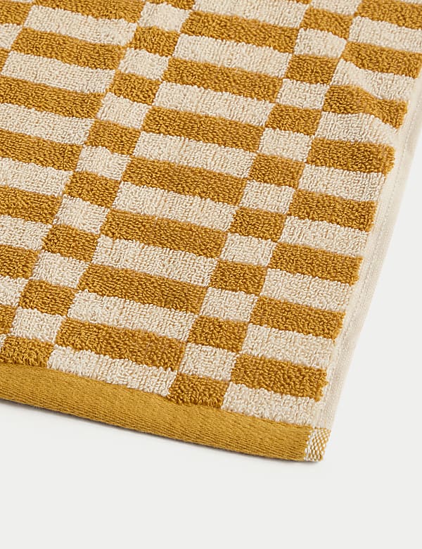 Pure Cotton Geometric Check Towel - IS