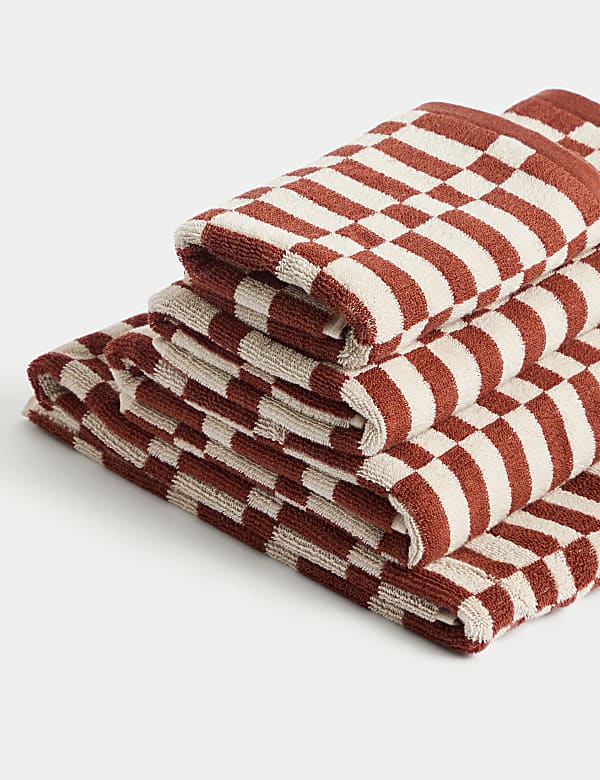 Pure Cotton Geometric Check Towel - VN
