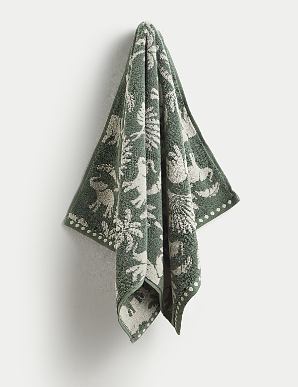 Toalla 100% algod&oacute;n con dise&ntilde;o de elefantes y palmeras - US