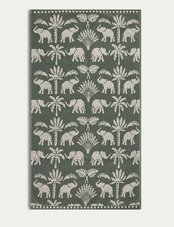 Toalla 100% algod&oacute;n con dise&ntilde;o de elefantes y palmeras - US