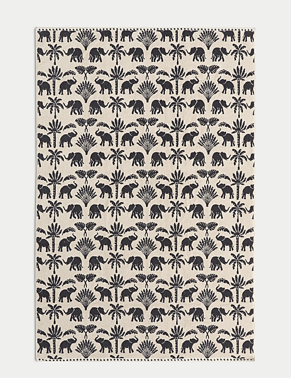 Puur katoenen handdoek met olifant- en palmmotief - BE