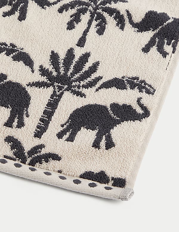 Puur katoenen handdoek met olifant- en palmmotief - BE