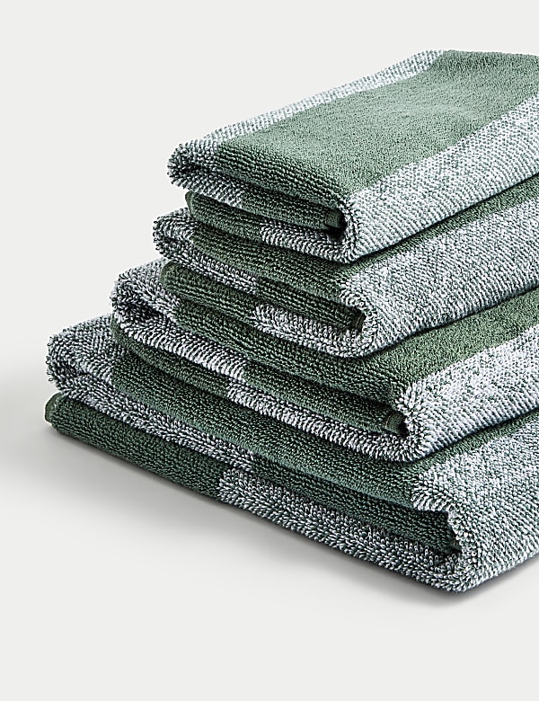 Pure Cotton Striped Towel FOREST GREEN Towels M S AU