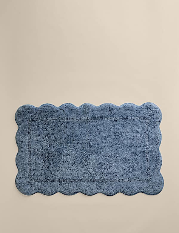 Pure Cotton Scalloped Bath Mat - CA