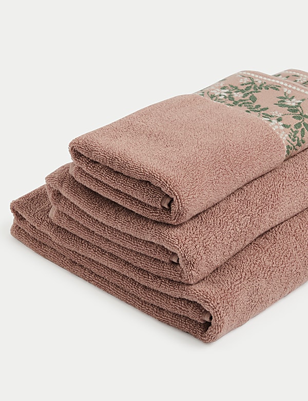 Pure Cotton Woven Floral Towel - ES