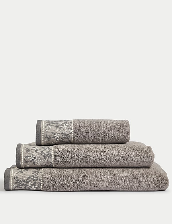 Pure Cotton Woven Floral Towel - US