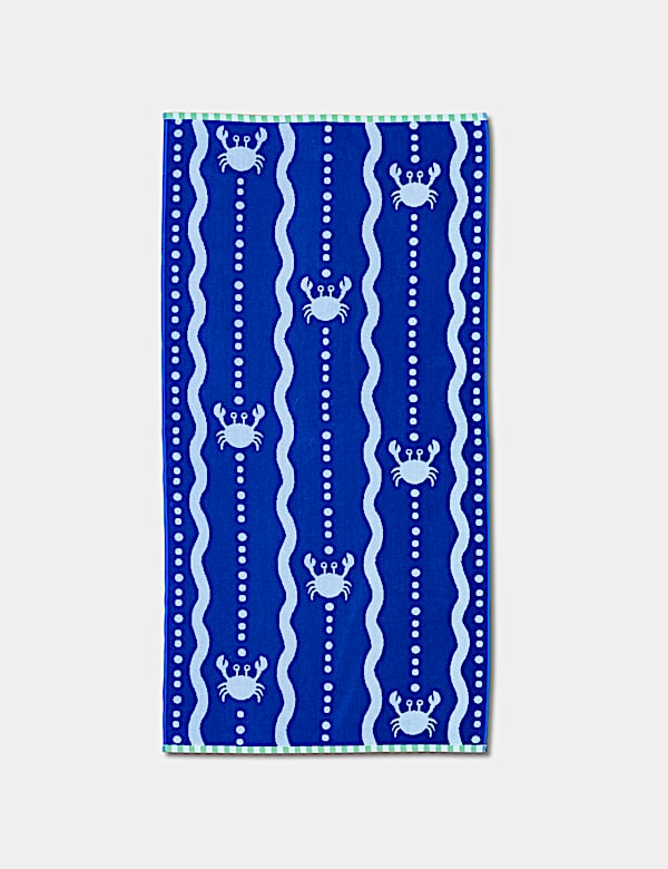Pure Cotton Wave Crab Beach Towel - BG