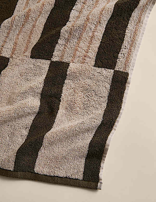 Pure Cotton Block Striped Towel - US