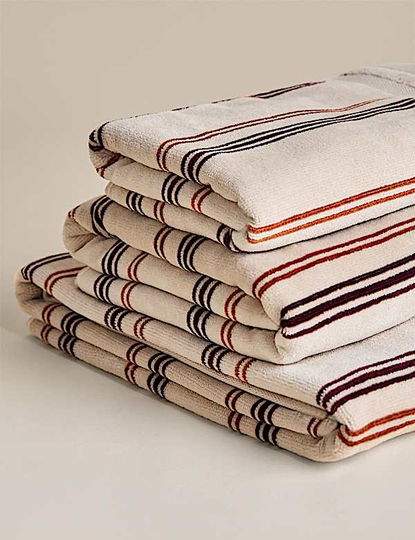 Pure Cotton Striped Velour Towel - JP