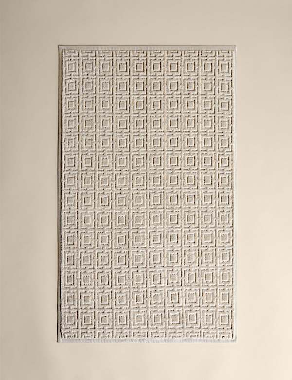 Pure Cotton Velour Geometric Bath Mat - PL