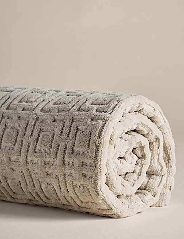 Pure Cotton Velour Geometric Bath Mat - PL