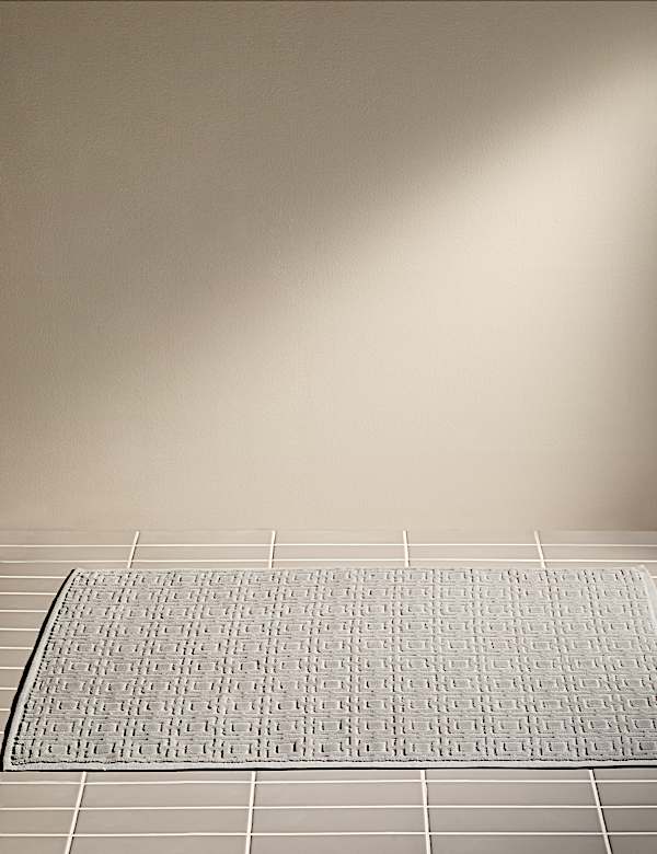 Pure Cotton Velour Geometric Bath Mat - RS