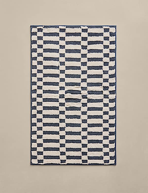 Pure Cotton Geometric Non Slip Bath Mat - CN