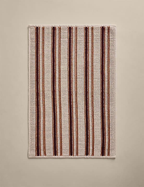Pure Cotton Woven Striped Stay New Bath Mat - TW