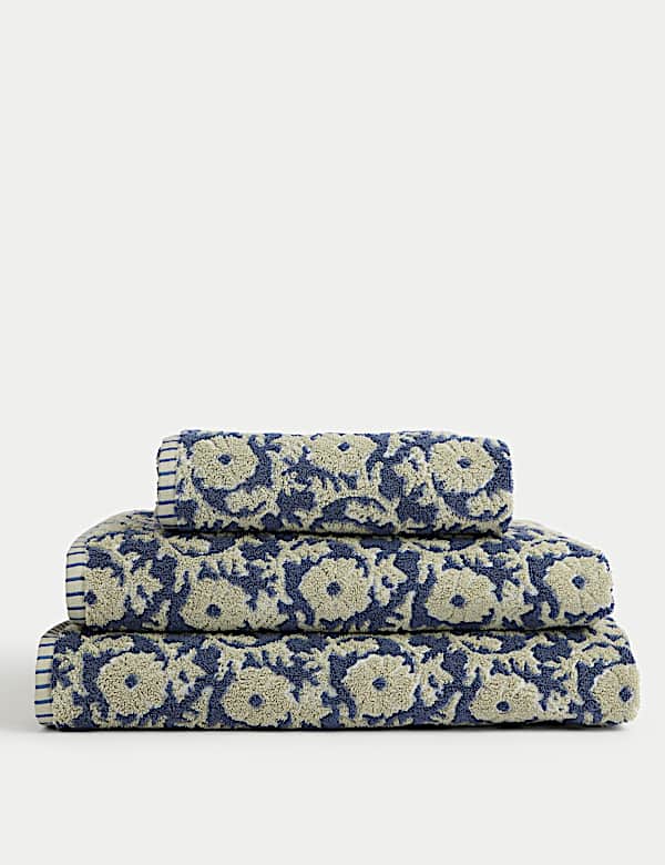 Pure Cotton Silhouette Floral Towel - US