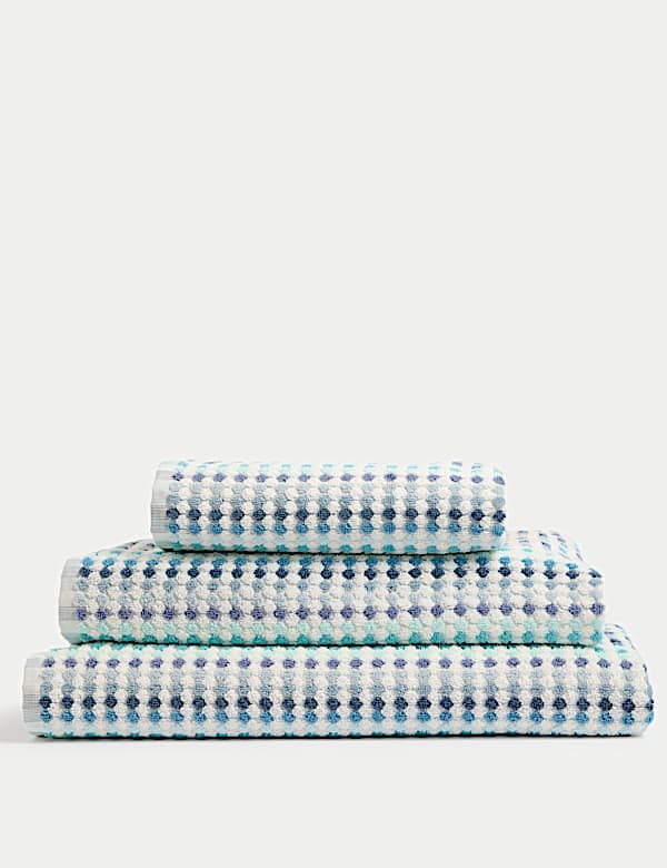 Handtuch aus reiner Baumwolle mit Streifen und Punkten - AT