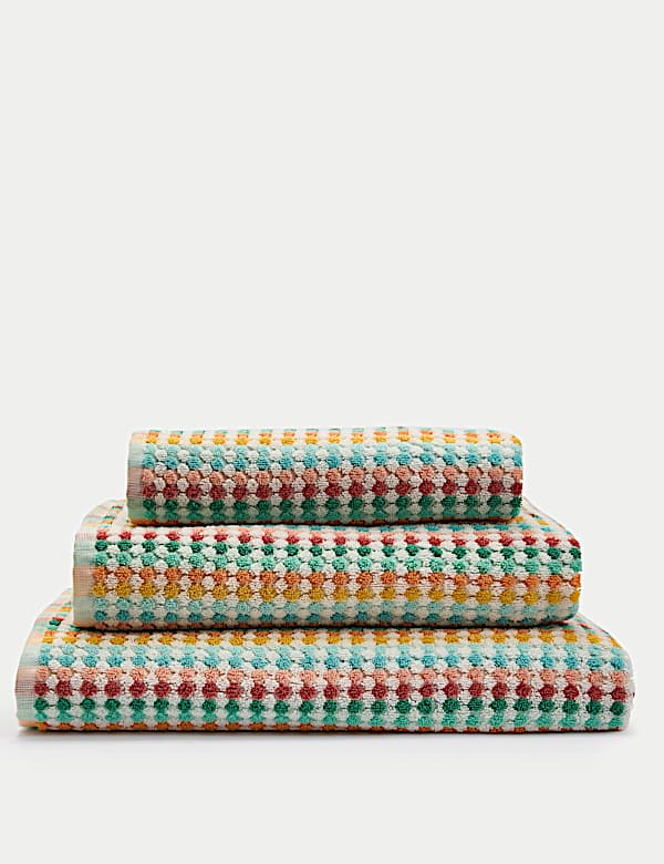 Pure Cotton Spotty Striped Towel - DK