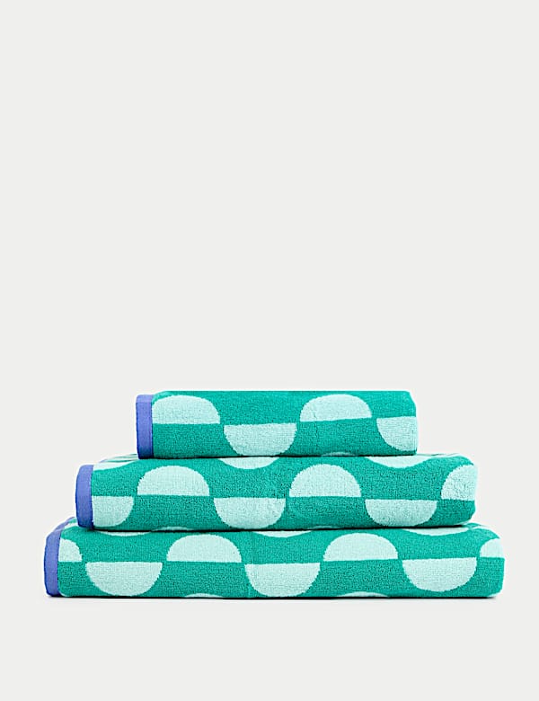 Pure Cotton Geometric Semi Circle Towel - DE