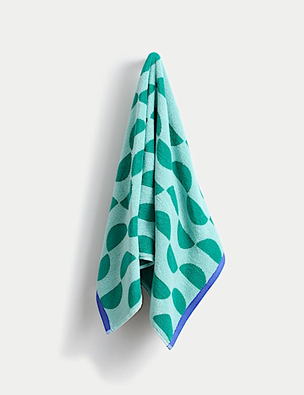 Pure Cotton Geometric Semi Circle Towel - DE