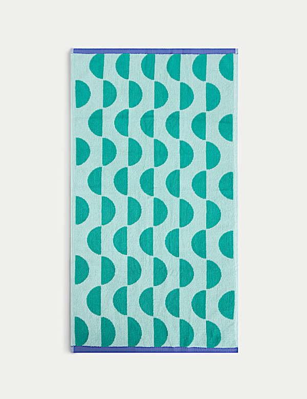 Pure Cotton Geometric Semi Circle Towel - DE